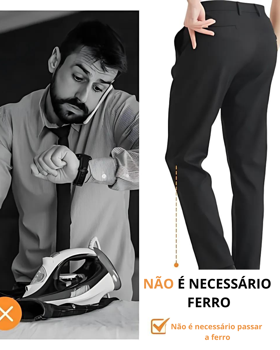 Calças clássicas de alta elasticidade para homem