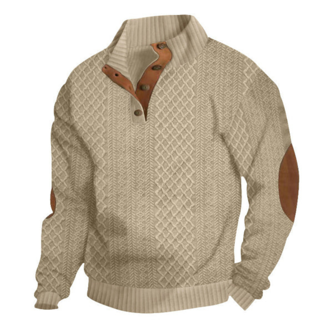 Jersey Informal de Manga Longa com Cotoveleiras para Homem