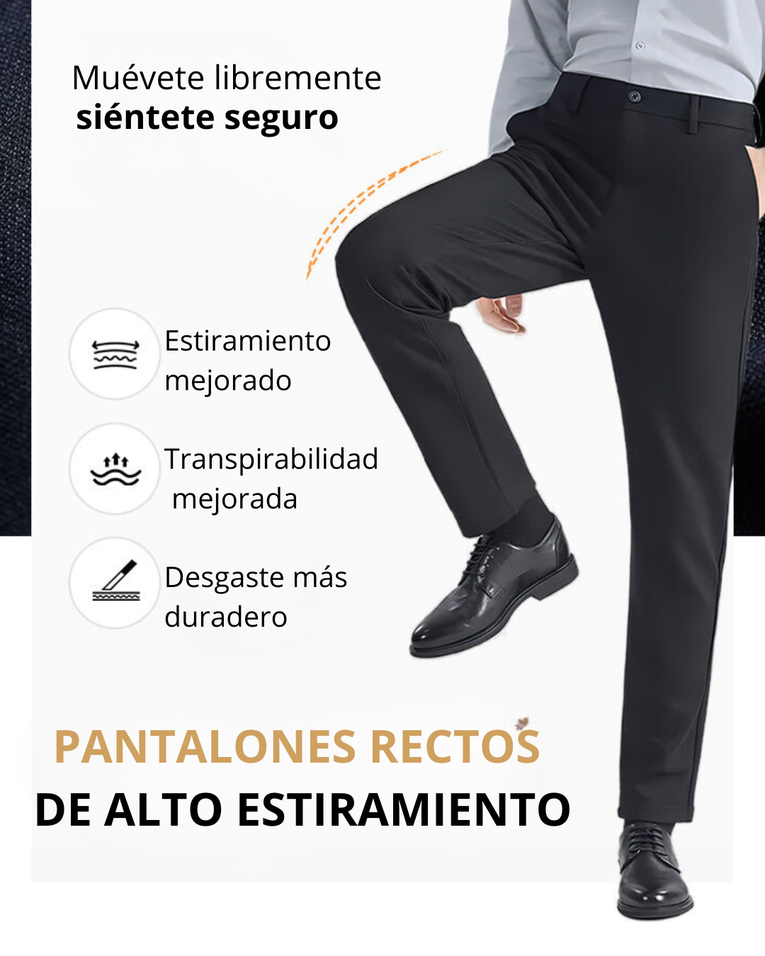 Calças clássicas de alta elasticidade para homem