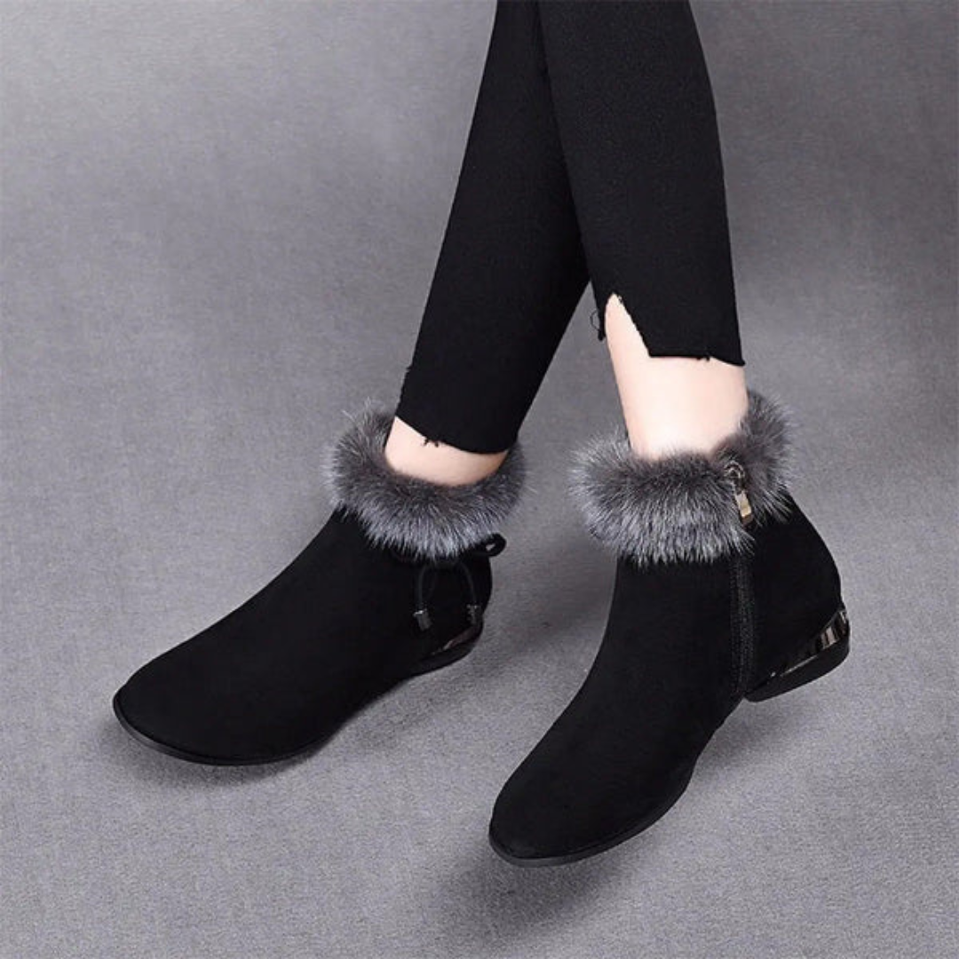 Botins de Veludo Felpudo com Sola Antiderrapante para Mulher©