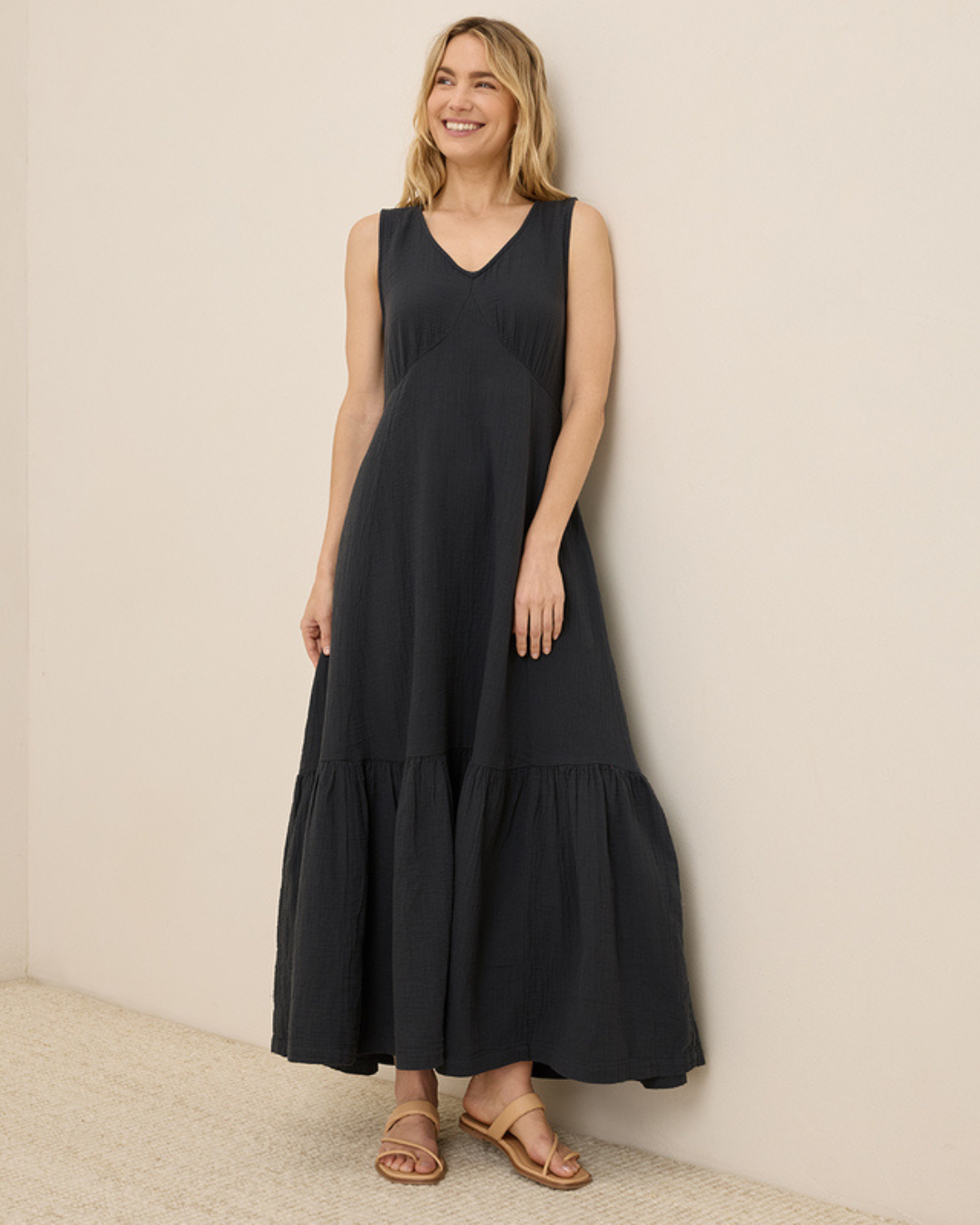 Vestido de linho solto para mulher
