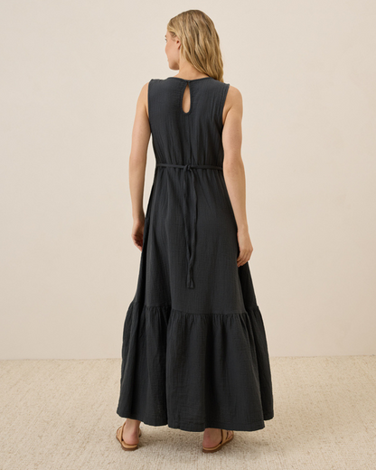 Vestido de linho solto para mulher