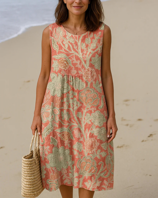 Vestido vintage com flores e mangas curtas