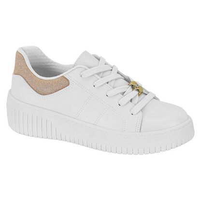 Sapatos Confortáveis para Mulher com Sola Grossa e Pormenores Dourados