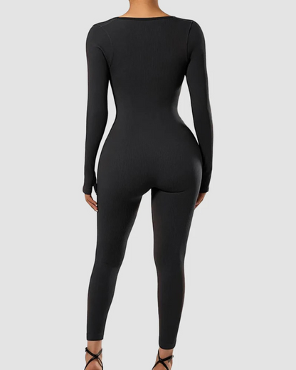 Macacão de Corpo Inteiro Sem Costuras com Manga Comprida para Mulher