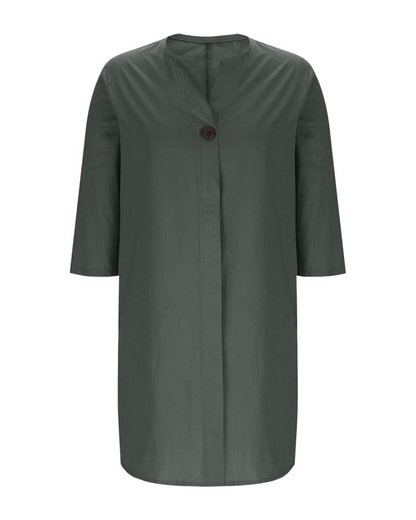 Vestido casual de linho respirável com decote em V