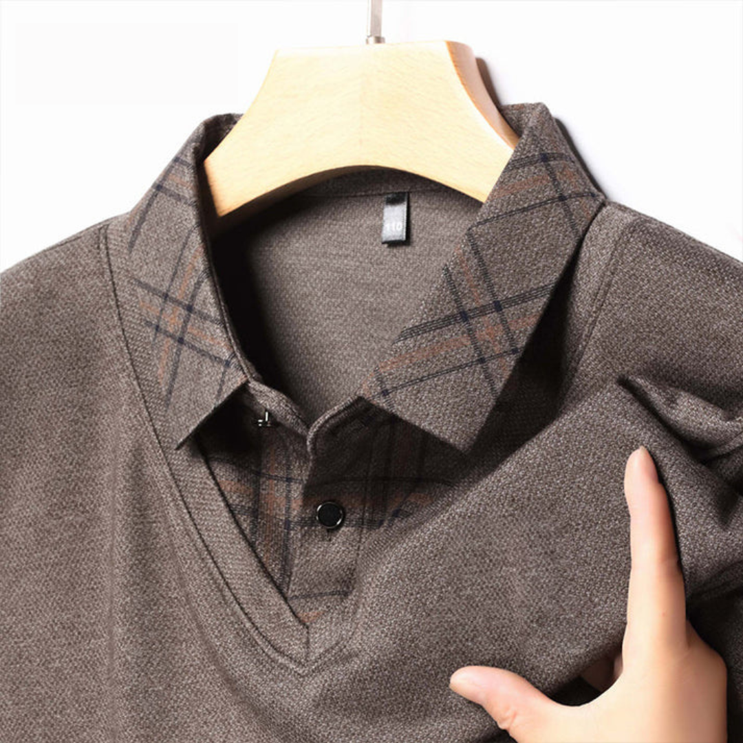 Camisa Casual de Manga Longa com Gola para Homens