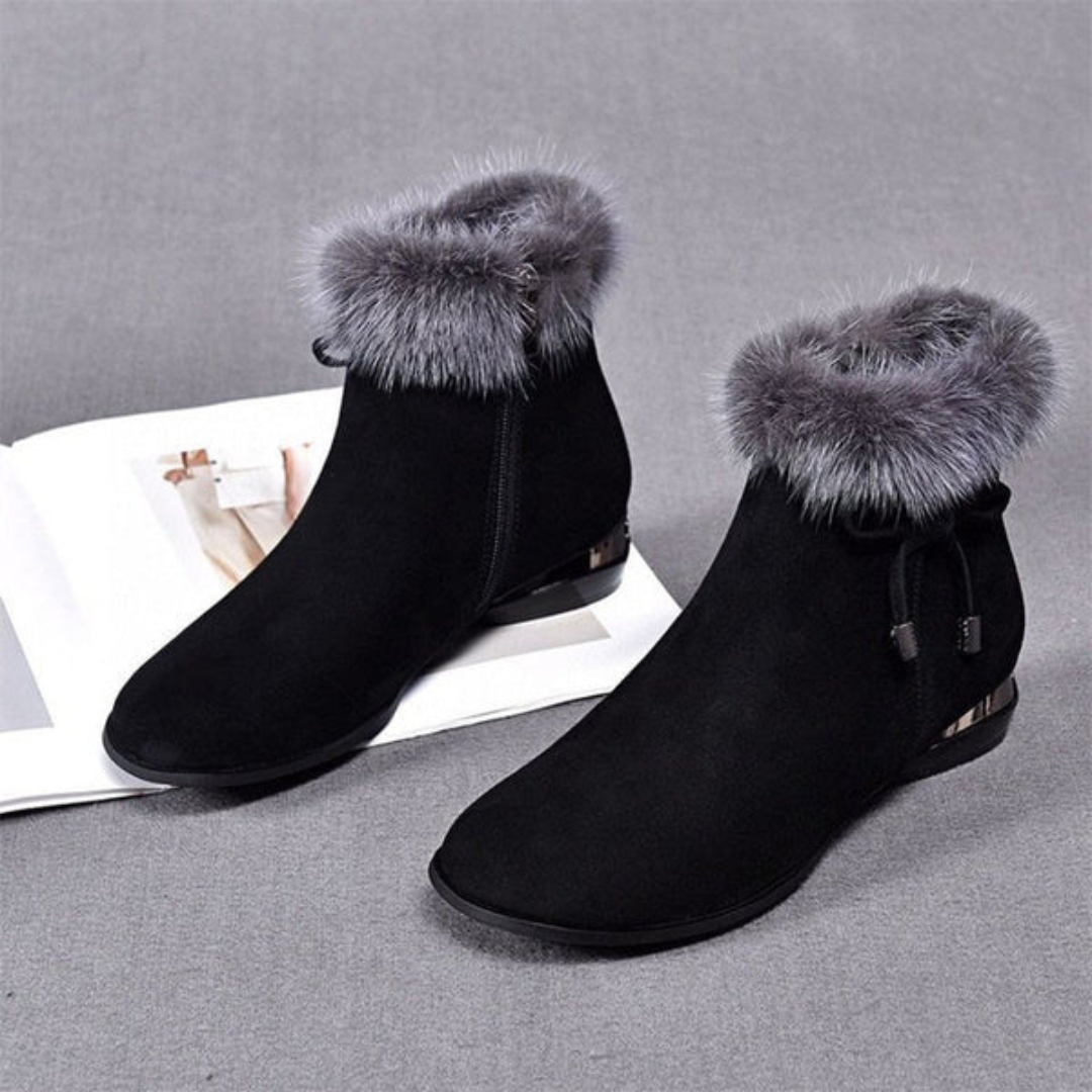 Botins de Veludo Felpudo com Sola Antiderrapante para Mulher©