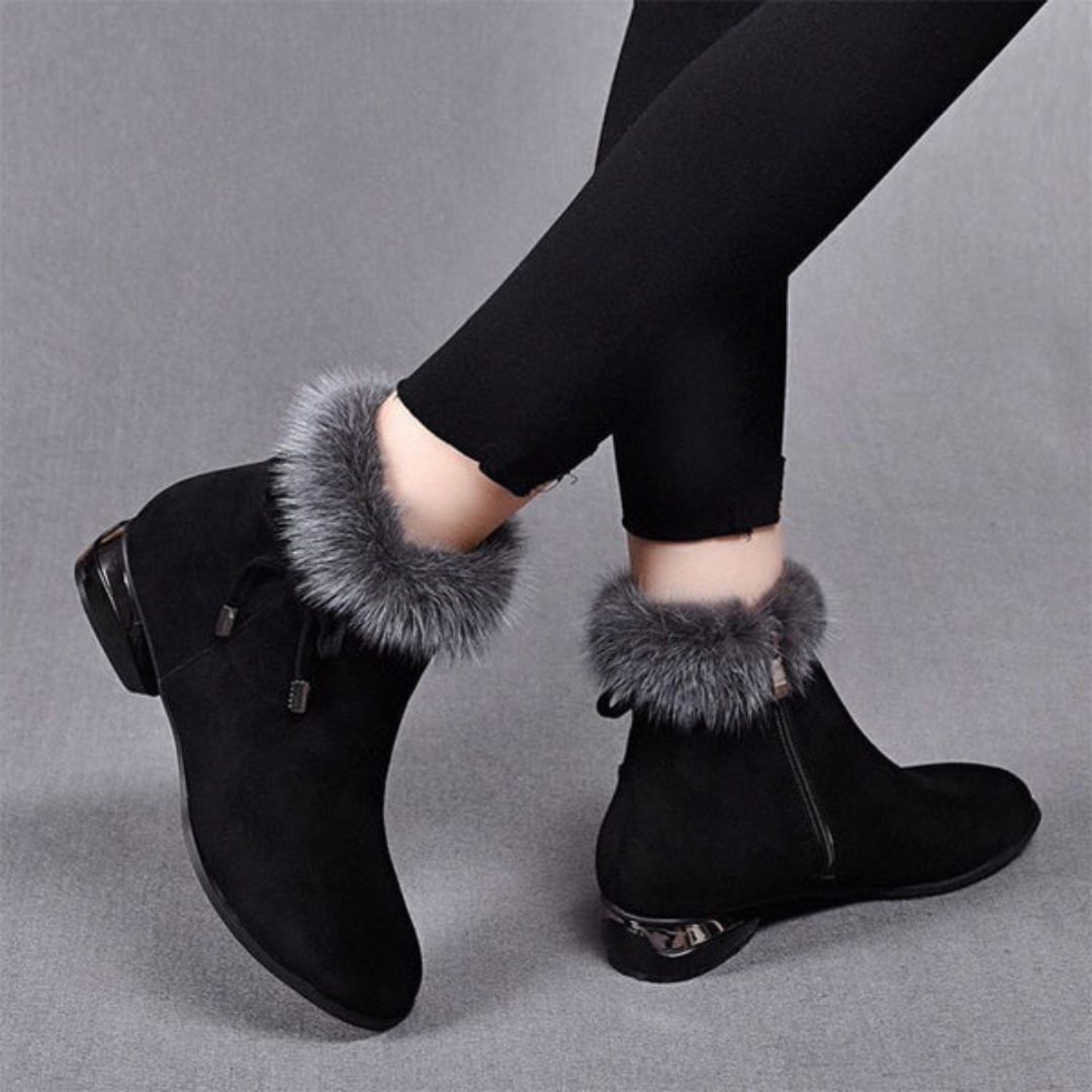 Botins de Veludo Felpudo com Sola Antiderrapante para Mulher©