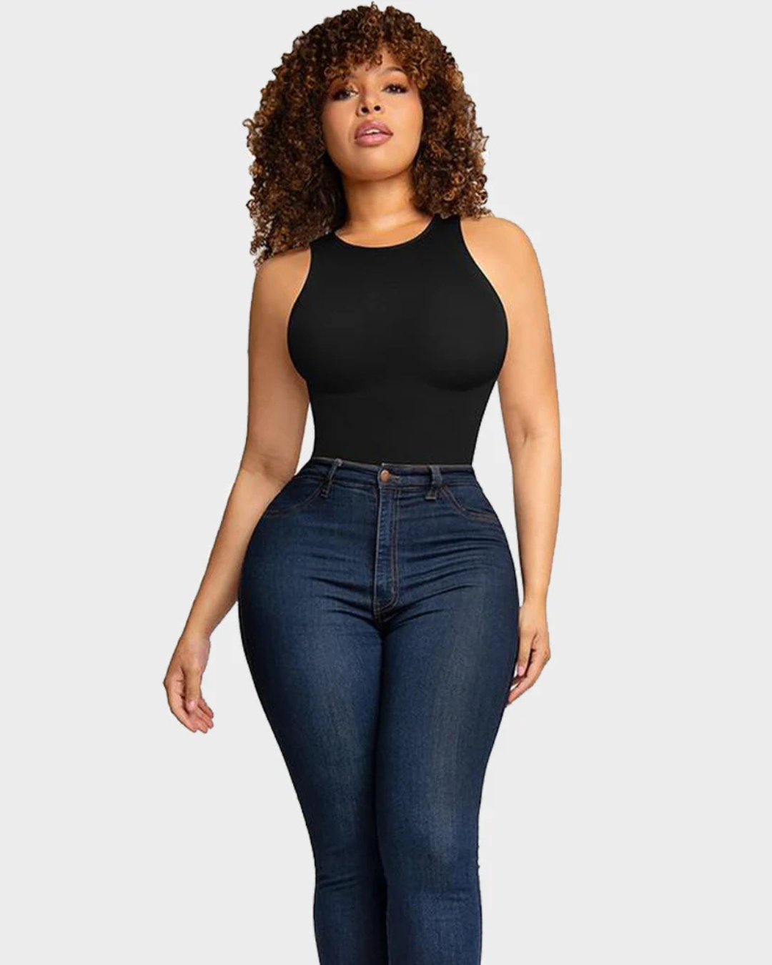 Body Modelador sem Mangas com Decote Redondo