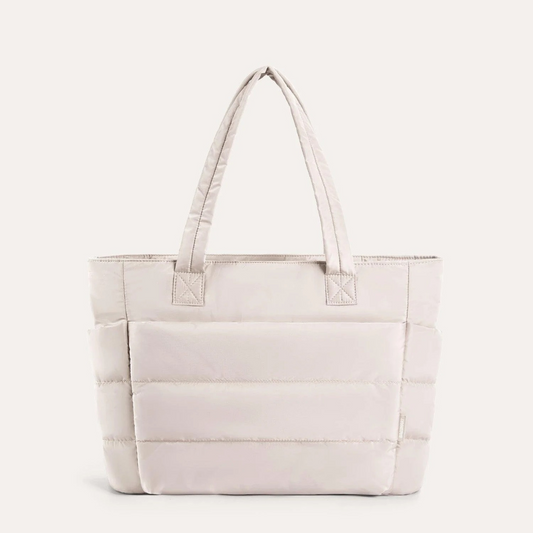 Bolsa Grande acolchoada com pegas longas e design minimalista
