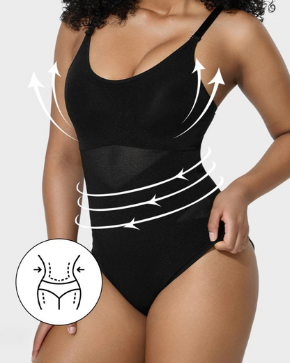 Body Modelador com Painéis de Malha Cruzada