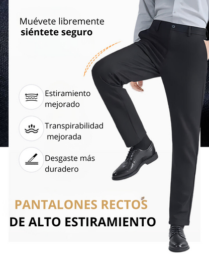 Calças clássicas de alta elasticidade para homem