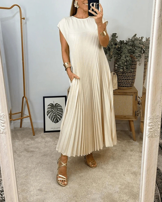 Vestido Longo com Pregas Finas Elegância Atemporal