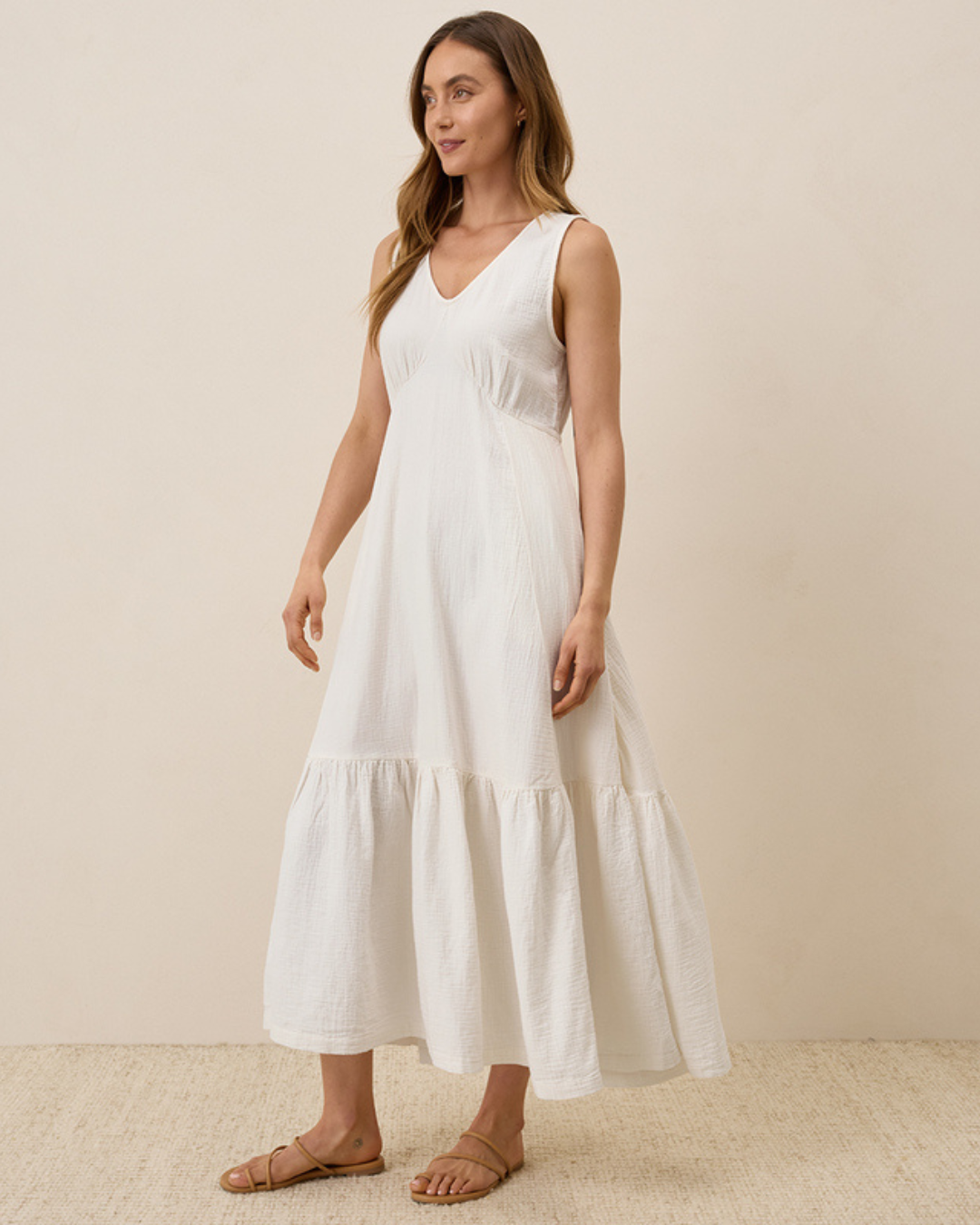 Vestido de linho solto para mulher