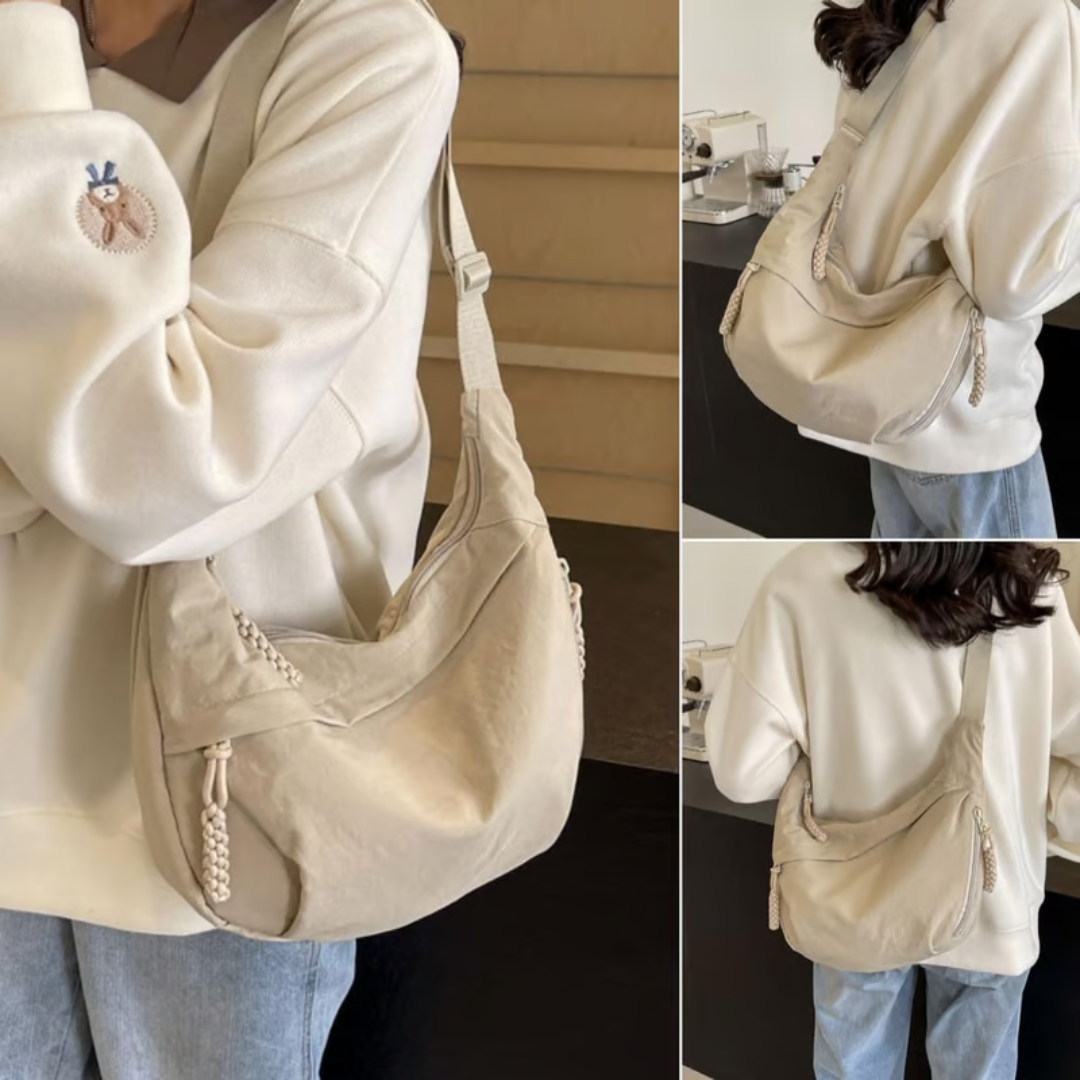 Saco a Tiracolo de Nylon de Cor Clara para Mulher