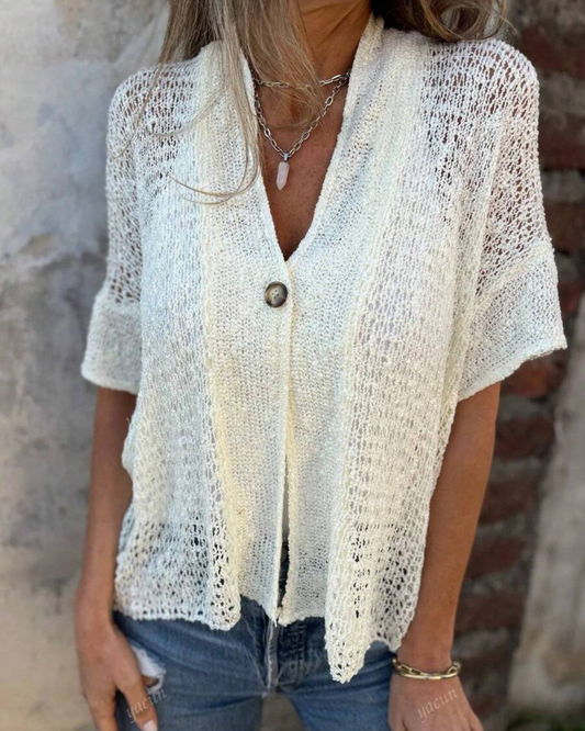 Top de Malha com Botão Decorativo para Mulher