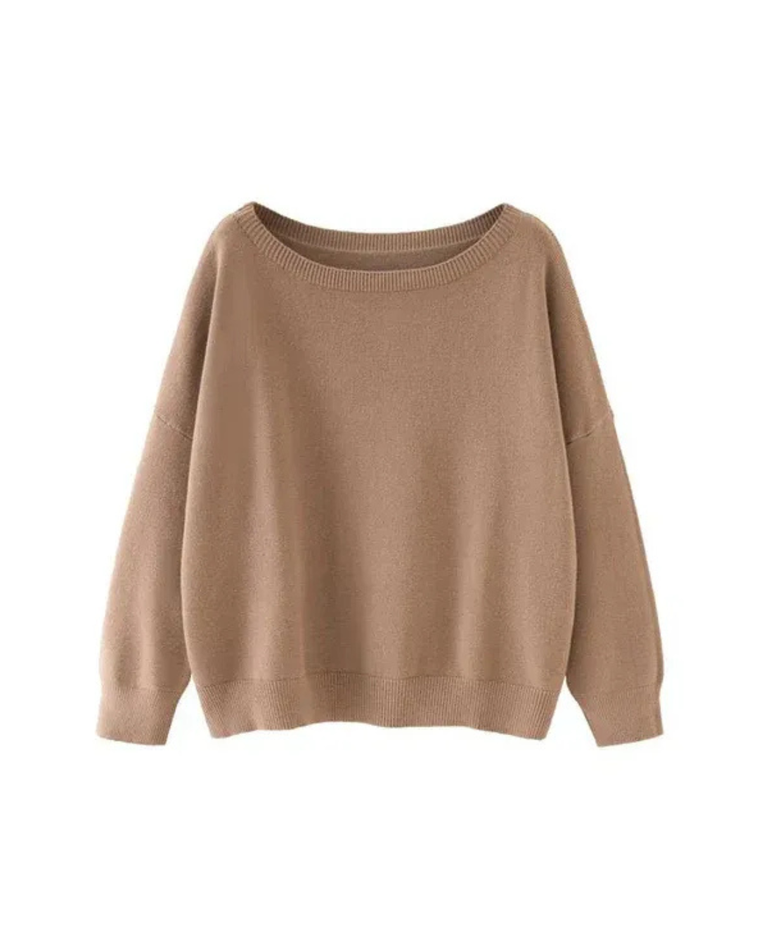 Camisola de gola redonda larga para mulher
