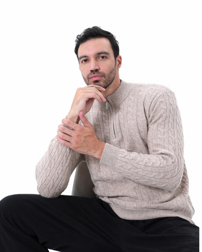 Camisola de Malha com Meio Fecho para Homem
