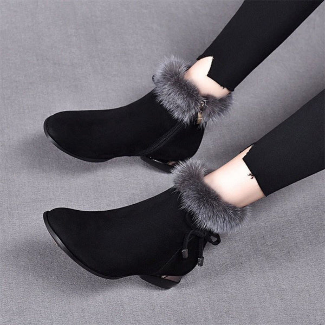 Botins de Veludo Felpudo com Sola Antiderrapante para Mulher©