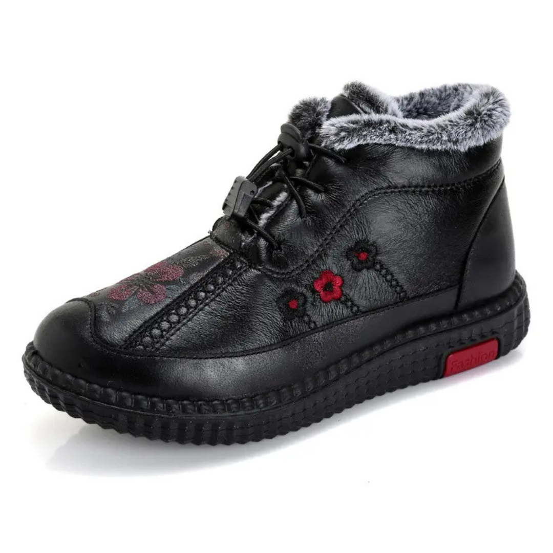 Botins de Couro Feitos à Mão Com Sola Antiderrapante para Mulher