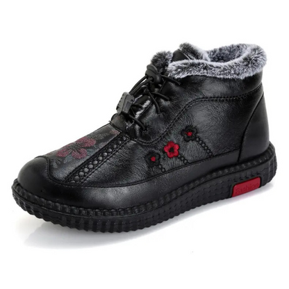 Botins de Couro Feitos à Mão Com Sola Antiderrapante para Mulher